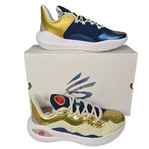 Under Armour Curry 11 GS Basketball Shoes Blue Gold Sz 7Y Youth Boy Sneakers New